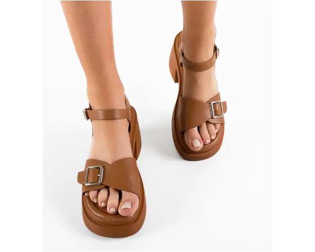 Sandale cu toc Tripoli Camel