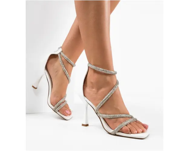 Sandale cu toc Zorka Albe