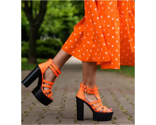 Sandale dama Pickett Portocalii Neon