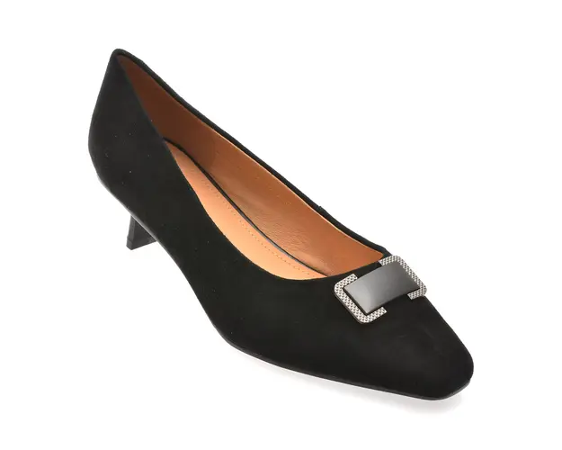 Pantofi eleganti EPICA negri, A363, din piele intoarsa