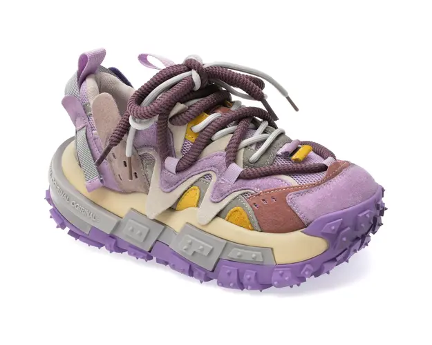 Pantofi sport GRYXX mov, 60035, din material textil si piele intoarsa