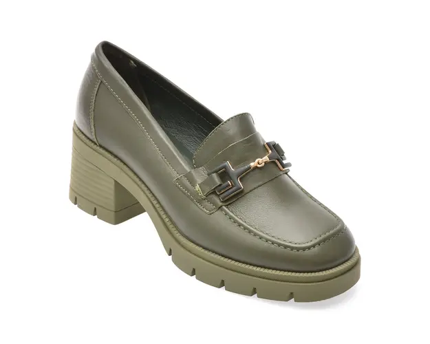 Mocasini IMAGE verzi, BL2683, din piele naturala