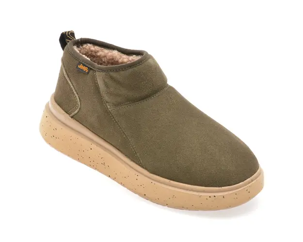 Ghete JEEP kaki, L42590A, din piele intoarsa