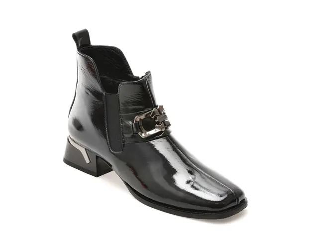 Ghete EPICA negre, 5312121, din piele naturala lacuita