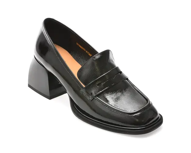 Mocasini EPICA negri, 37866N, din piele naturala lacuita