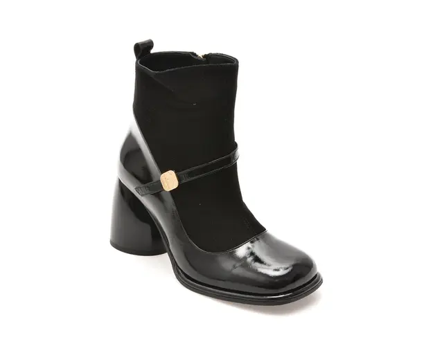 Ghete EPICA negre, 602138, din piele naturala lacuita