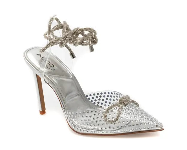 Pantofi eleganti ALDO argintii, TENZIN 040, din pvc