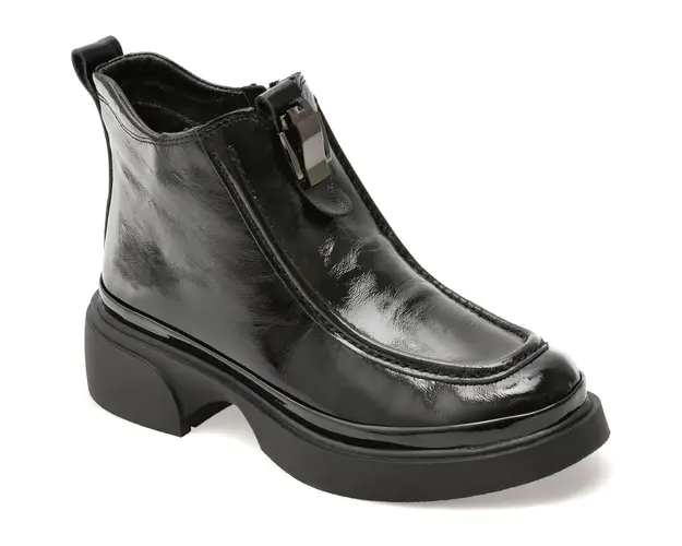 Ghete EPICA negre, 38705, din piele naturala lacuita