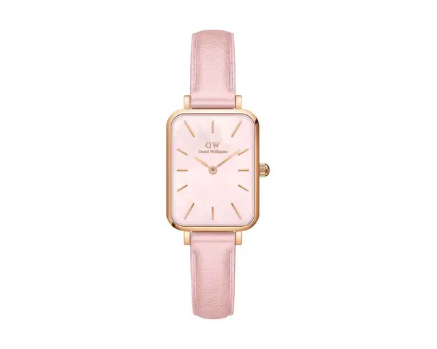 Daniel Wellington ceas Quadro Pink leather femei, culoarea roz