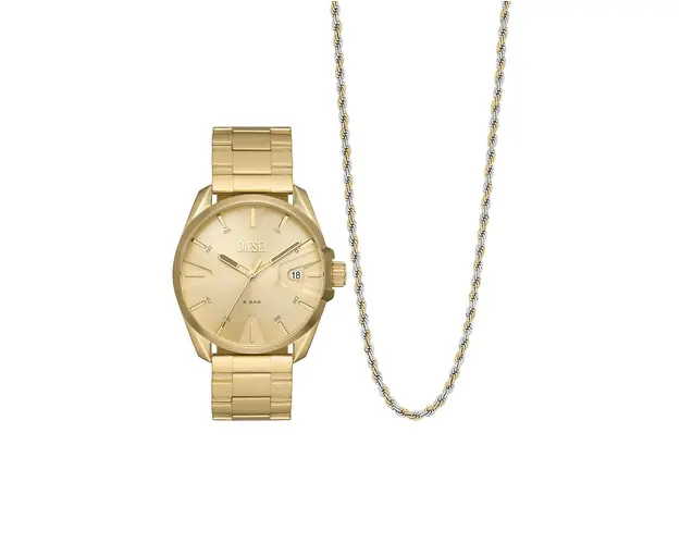 Diesel colier si ceas barbati, culoarea auriu