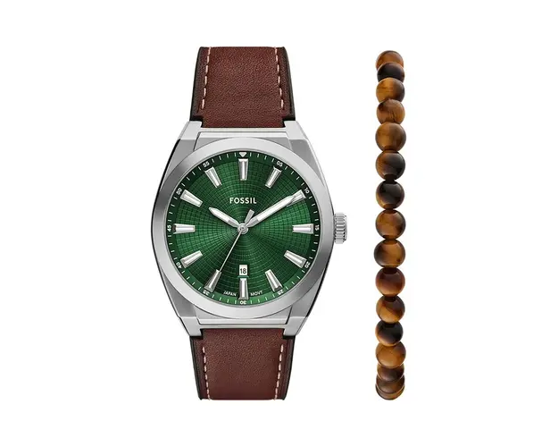 Fossil ceas si bratara culoarea argintiu, FS6080SET