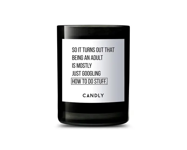 Candly - Lumanare parfumata de soia So it turns out that being an adult is mostly just googling hot to do stuff 250 g