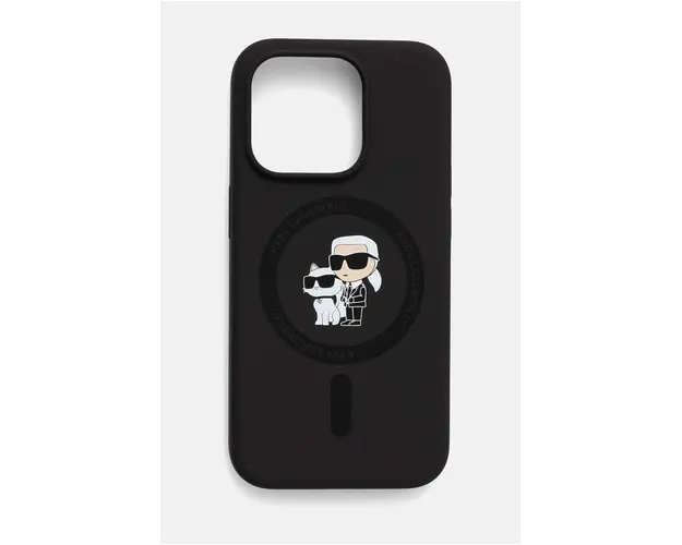 Karl Lagerfeld Husa pentru telefon iPhone 15 Pro 6.1 culoarea negru, KLHMP15LSCMKCRHK