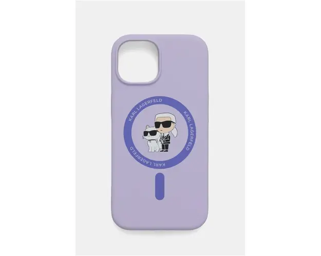 Karl Lagerfeld etui pentru telefon iPhone 15 6.1 culoarea violet, KLHMP15SSCMKCRHU