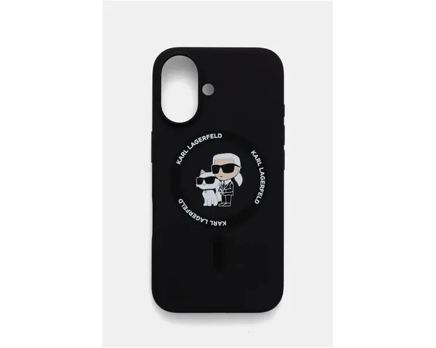 Karl Lagerfeld etui pentru telefon iPhone 16 6.1 culoarea negru, KLHMP16SSCMKCRHK