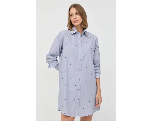 Karl Lagerfeld rochie din bumbac culoarea albastru marin, mini, drept