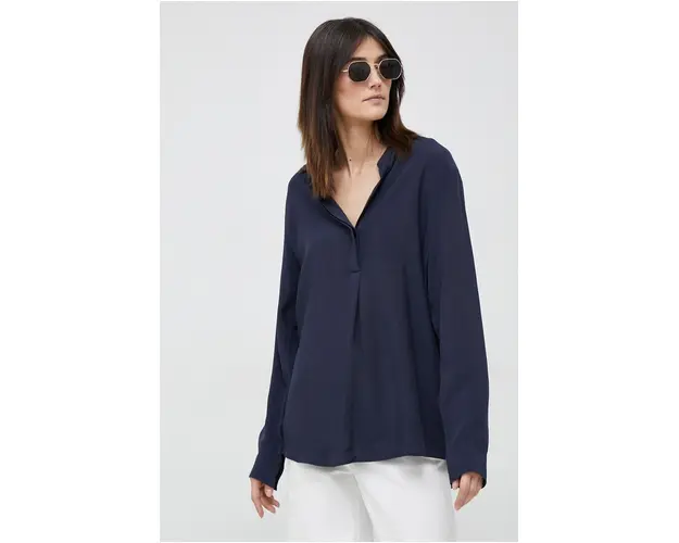 Seidensticker bluza femei, culoarea albastru marin, neted