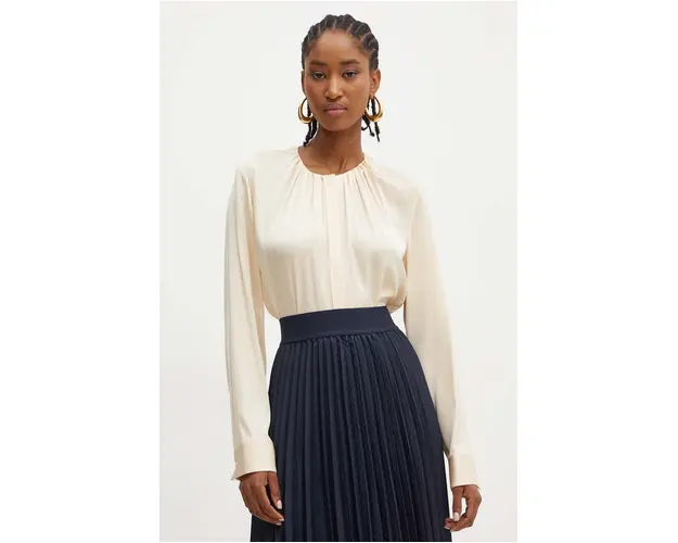 BOSS camasa de matase culoarea galben, neted, 50490058
