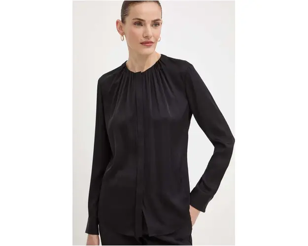 BOSS camasa de matase culoarea negru, 50490058