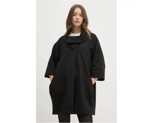 Joseph Ribkoff palton femei, culoarea negru, de tranzitie, oversize, 153302
