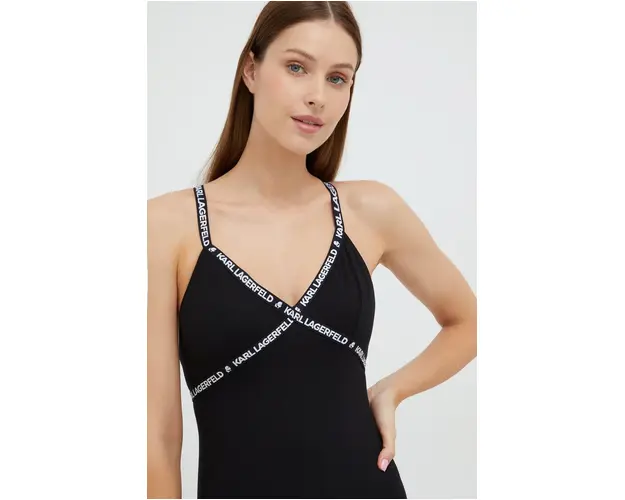 Karl Lagerfeld body culoarea negru, neted