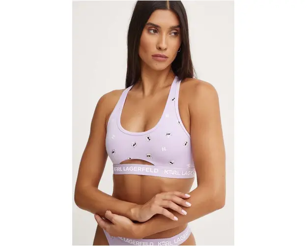 Karl Lagerfeld sutien culoarea violet, bumbac, modelator, 245W2117