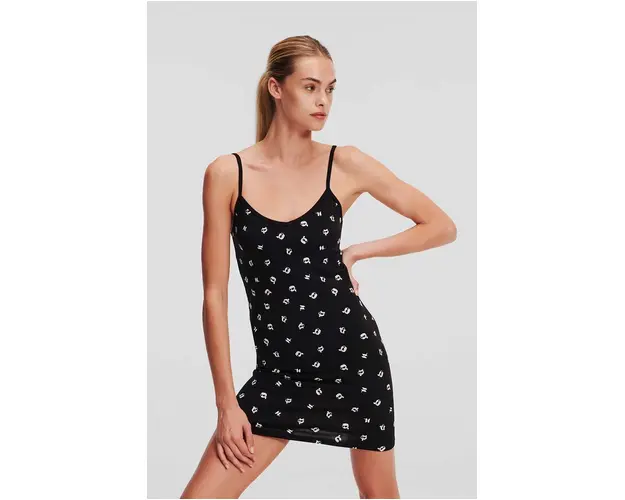 Karl Lagerfeld camasa de noapte din bumbac culoarea negru, bumbac, 245W2122