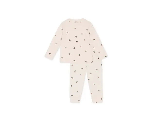 Konges Sløjd pijamale de bumbac pentru copii SLEEPY PJ GOTS culoarea bej, cu imprimeu