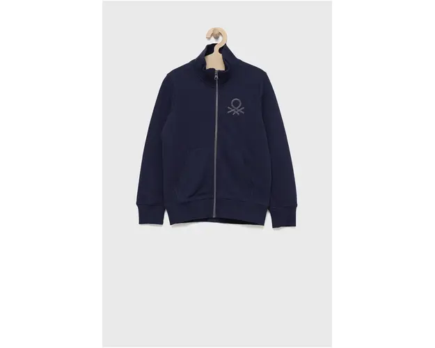 United Colors of Benetton hanorac de bumbac pentru copii culoarea albastru marin, neted