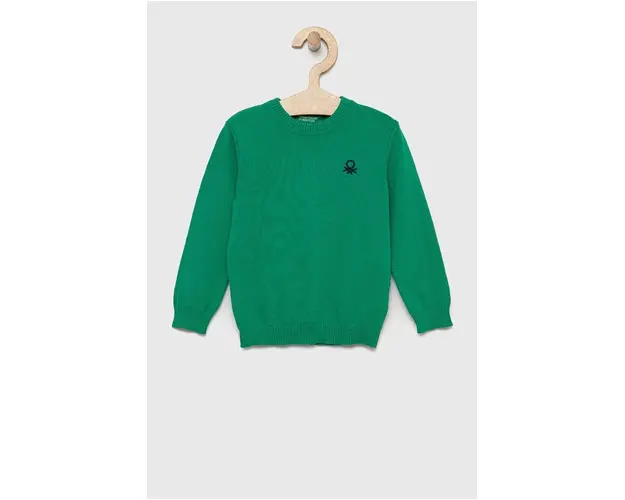 United Colors of Benetton pulover de bumbac pentru copii culoarea verde, light