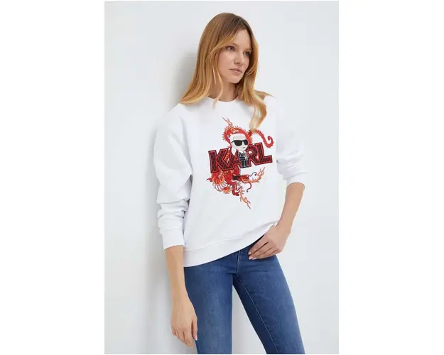 Karl Lagerfeld bluza femei, culoarea alb