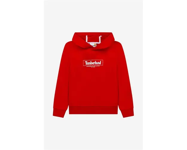Timberland bluza copii culoarea rosu, cu gluga, cu imprimeu