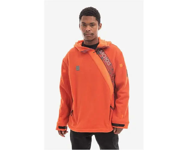A-COLD-WALL* bluza Axis Fleece barbati, culoarea portocaliu, cu gluga, cu model ACWMO103.-RUST