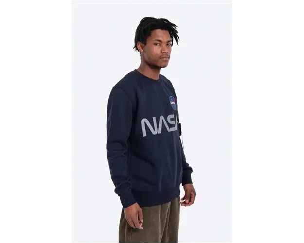 Alpha Industries bluza barbati, culoarea bleumarin, cu imprimeu 178309.07-navy
