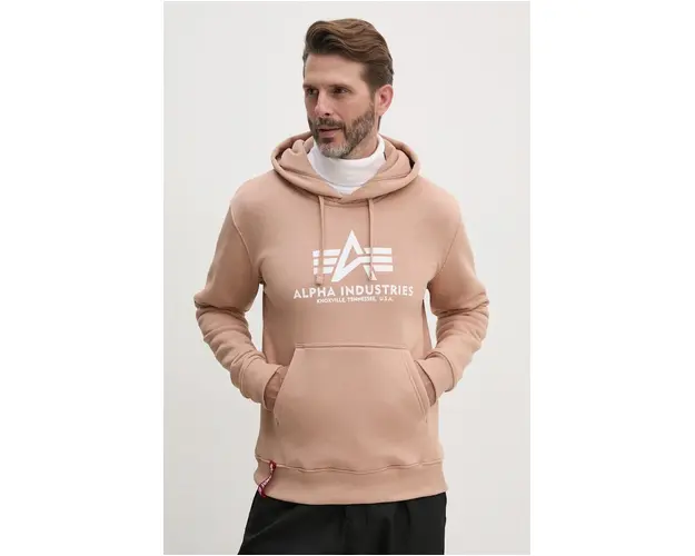 Alpha Industries bluza barbati, culoarea roz, cu gluga, cu imprimeu