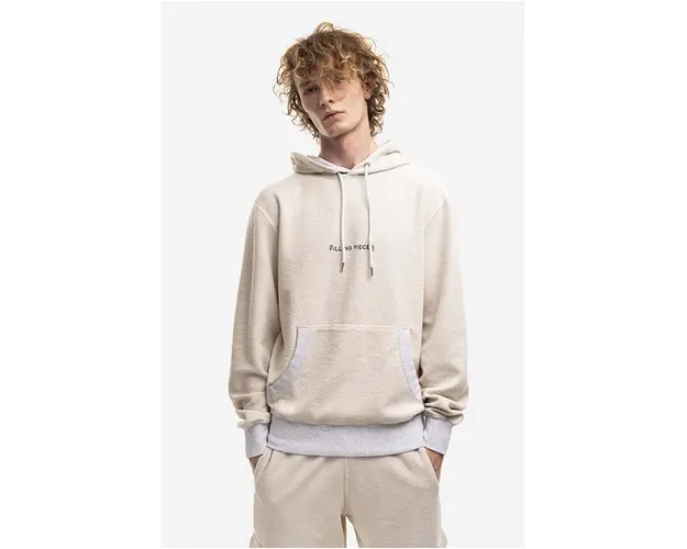 Filling Pieces hanorac de bumbac Reverse barbati, culoarea bej, cu gluga, uni 80621231695-CREAM