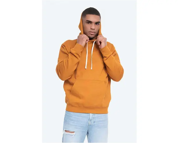 Wood Wood bluza Ian Hoodie Camel 10025605.2424 barbati, culoarea portocaliu, cu gluga, cu imprimeu