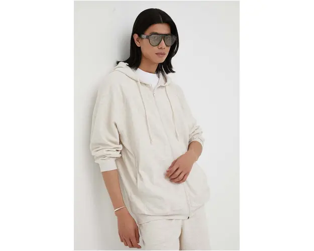 American Vintage bluza barbati, culoarea bej, cu gluga, melanj