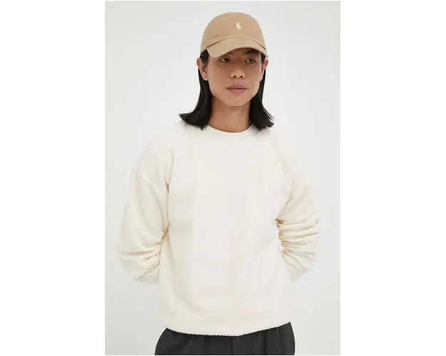 American Vintage hanorac de bumbac barbati, culoarea bej, neted