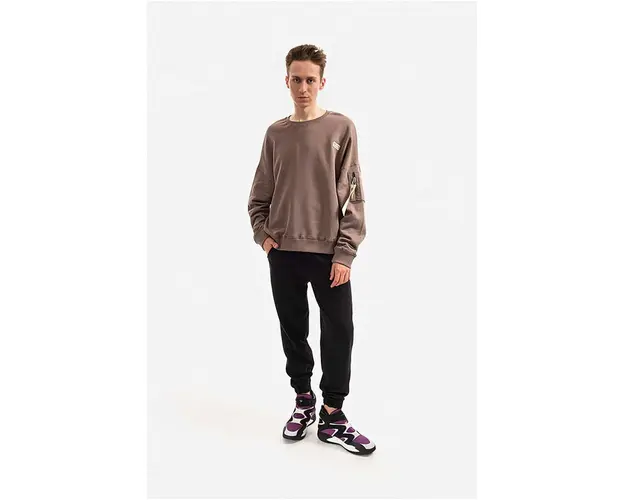 Alpha Industries hanorac de bumbac barbati, culoarea maro, uni 118317.628-brown