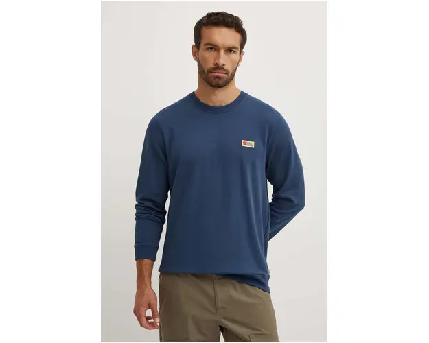 Fjallraven bluza Vardag Sweater barbati, culoarea bleumarin, uni F87070