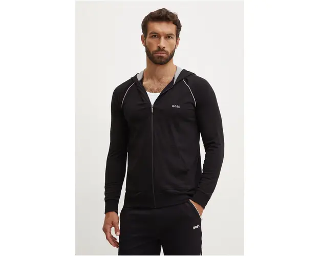 BOSS bluza lounge culoarea negru, cu gluga, neted, 50515392