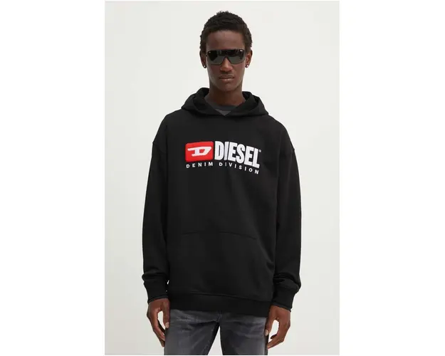 Diesel hanorac de bumbac S-BOXT-HOOD-DIV barbati, culoarea negru, cu gluga, cu imprimeu, A14945.0GEAD