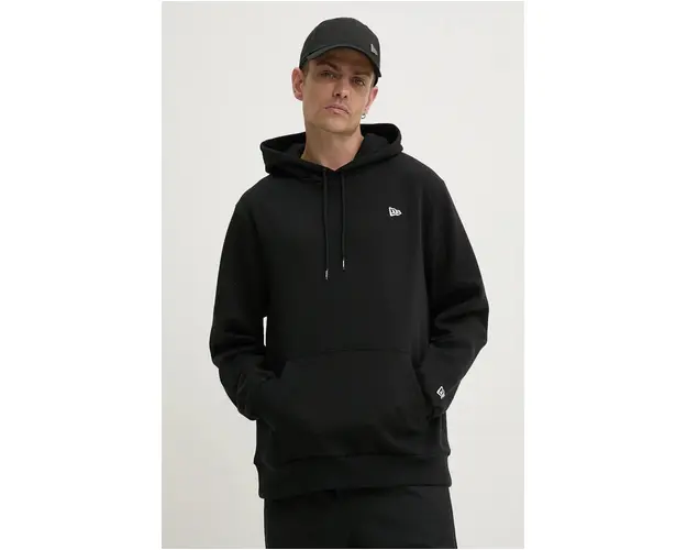 New Era bluza barbati, culoarea negru, cu gluga, neted, 60416735