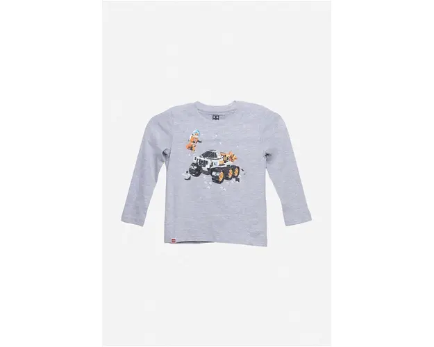 Lego longsleeve din bumbac pentru copii culoarea gri, cu imprimeu, Koszulka Lego Wear T-shirt Longsleeve 12010635 912