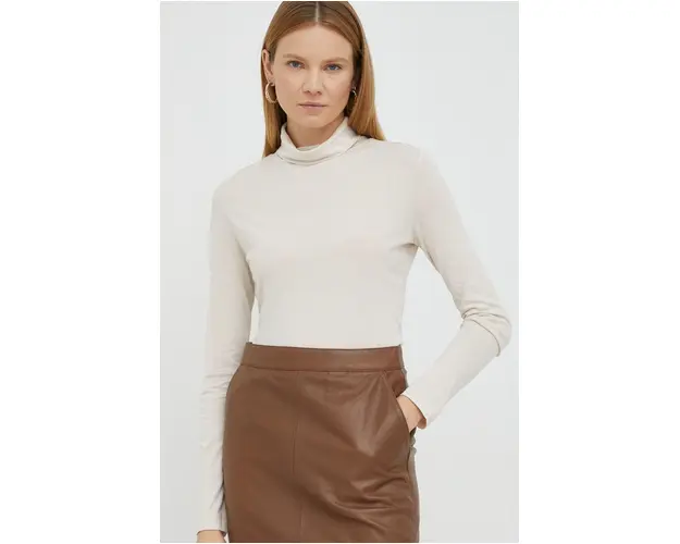 Marc O'Polo longsleeve femei, culoarea bej, cu guler