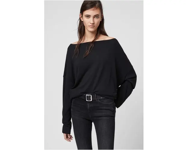 AllSaints longsleeve femei, culoarea negru