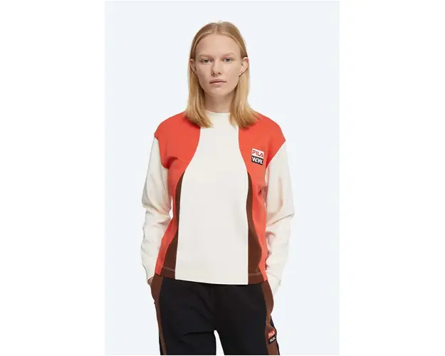 Wood Wood longsleeve din bumbac X Fila culoarea alb 688377.B029-WHITE