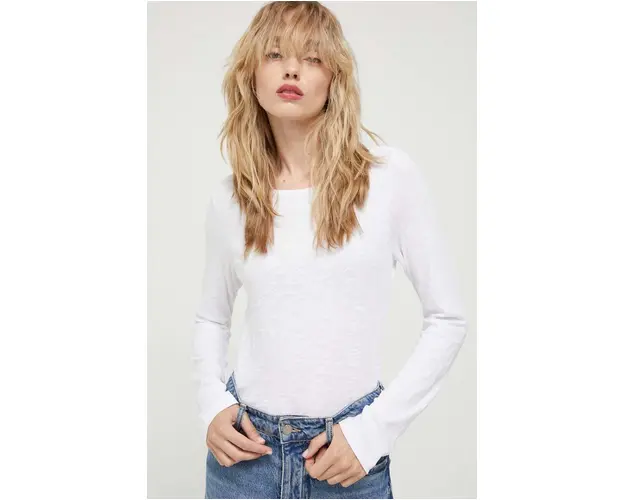 Marc O'Polo longsleeve din bumbac culoarea alb