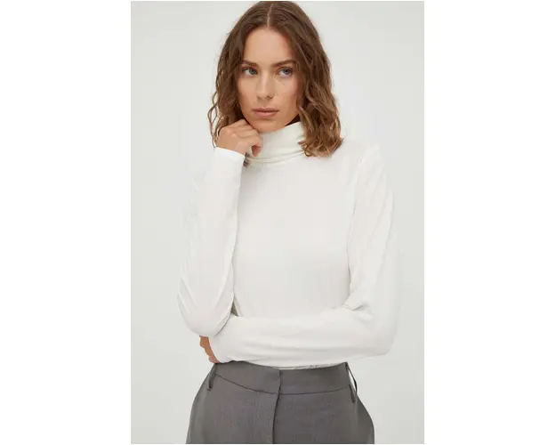 Marc O'Polo longsleeve femei, culoarea bej, cu guler